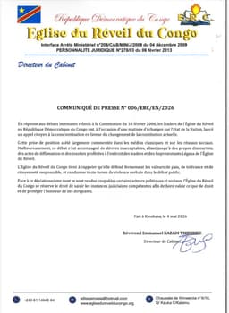 L'Église du Réveil du Congo se prononce en faveur d'une réforme constitutionnelle article de nouvelles politics – Dernier ...