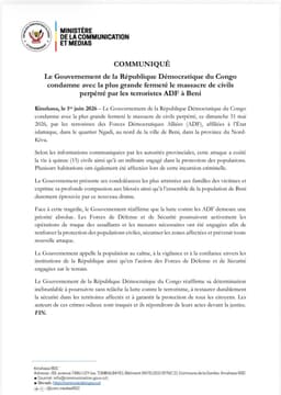 Beni : 21 corps découverts après des attaques attribuées aux ADF article de nouvelles politics – Dernier article de nouvelles