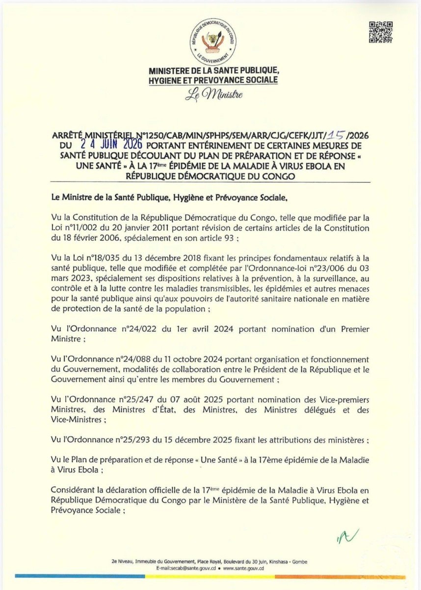 RDC : nouvelles mesures sanitaires face à la 17e épidémie d'Ebola article de nouvelles society – Dernier article de nouvelles